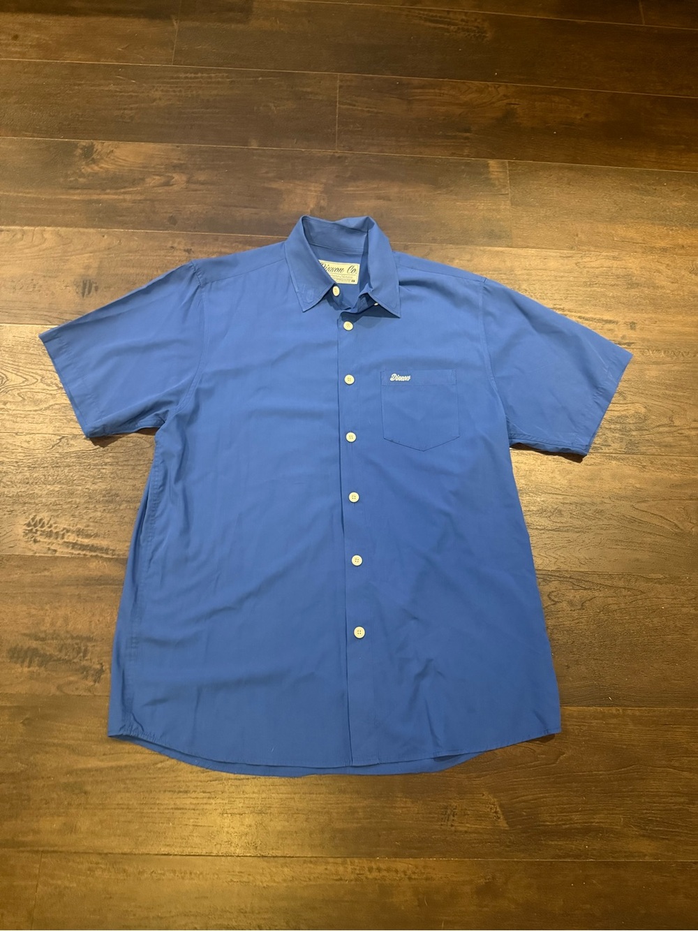 DIXXON Blue Short-Sleeve Button-Down Shirt with Chest Pocket